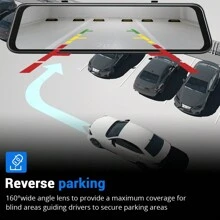 Cámara DVR para coche XGODY con espejo, GPS, doble lente, 12" 4K HD, cámara de visión trasera - Negro - Ver 10