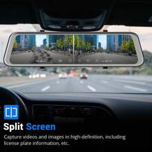 Cámara DVR para coche XGODY con espejo, GPS, doble lente, 12" 4K HD, cámara de visión trasera - Negro - Ver 2