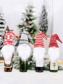 1 Stück Weihnachts-Weinflasche Dekorations-Set, Zwerg gesichtslose alte Männer Puppen Flaschen-Set Weihnachts Dekoration Wein, geeignet für Ferienfest Szenerie Layout Atmosphäre Dekoration, Flaschen Geschenksets, Heim Dekoration, Restaurant, Bar, Café, Hochzeit, Party Dekoration, Freundschaftsgeschenk, Weihnachtsgeschenk, Neujahrsgeschenk, Weihnachtsgeschenke, Frohe Weihnachten, für Outdoor, Camping