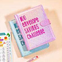 省钱活页夹 100 个口袋预编号、A5 省钱挑战书、100 个省钱挑战信封、省钱预算活页夹（带现金信封）、省下 5050 美元的激励过程 - A5 - 查看 6