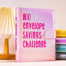 省钱活页夹 100 个口袋预编号、A5 省钱挑战书、100 个省钱挑战信封、省钱预算活页夹（带现金信封）、省下 5050 美元的激励过程 - A5 - 查看 2