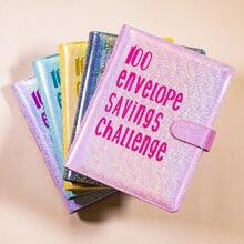 省钱活页夹 100 个口袋预编号、A5 省钱挑战书、100 个省钱挑战信封、省钱预算活页夹（带现金信封）、省下 5050 美元的激励过程 - A5 - 查看 3