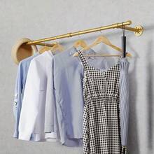 1 chiếc 47,24 inch (khoảng 120cm) Giá treo quần áo gắn tường bằng ống công nghiệp màu vàng, Giá treo quần áo dạng ống tiết kiệm không gian, Giá treo quần áo chịu lực cho phòng giặt, Tủ quần áo - dài 120cm - Xem 3