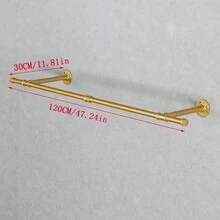 1 chiếc 47,24 inch (khoảng 120cm) Giá treo quần áo gắn tường bằng ống công nghiệp màu vàng, Giá treo quần áo dạng ống tiết kiệm không gian, Giá treo quần áo chịu lực cho phòng giặt, Tủ quần áo - dài 120cm - Xem 6