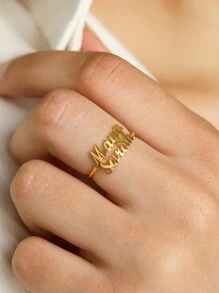 Custom 2-4 Names Rings For Women Men Gold Plated Personalized Stainless Steel Ring Unisex Double Names Customized Jewelry Best Friends Couple Party Birthday Christmas Gifts