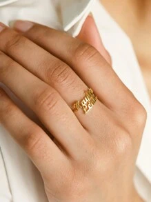 Custom 2-4 Names Rings For Women Men Gold Plated Personalized Stainless Steel Ring Unisex Double Names Customized Jewelry Best Friends Couple Party Birthday Christmas Gifts