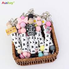 Ausbay 定制包袋名牌 ID 标签，带名称，个性化硅胶串珠名牌，用于背包，硅胶名牌 ID 标签，带名称 - 灰色 - 查看 3