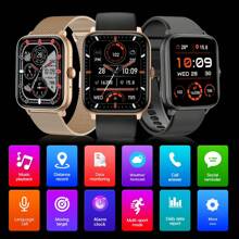 1 件男女通用方形硅胶表带智能手表，具有心率、电话通话、音乐播放、防水功能 - 黑色 - 查看 3