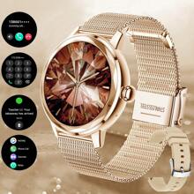 智能手表具有通话功能、多种运动模式、久坐提醒、天气预报、消息通知、兼容 Android 和 IOS、时尚女性礼物 - 玫瑰金 - 查看 10