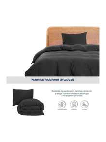 Duvet Cover Set For Single Duvet - Black - View 5