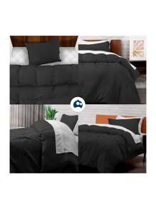 Duvet Cover Set For Single Duvet - Black - View 7