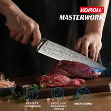KONOLL 3/7 件套，高端厨师刀套装，配备德国刀片和人体工学手柄的专业厨房刀具系列，面包刀，多用途刀，水果刀，厨房用品 - 3 件組刀具 - 查看 6