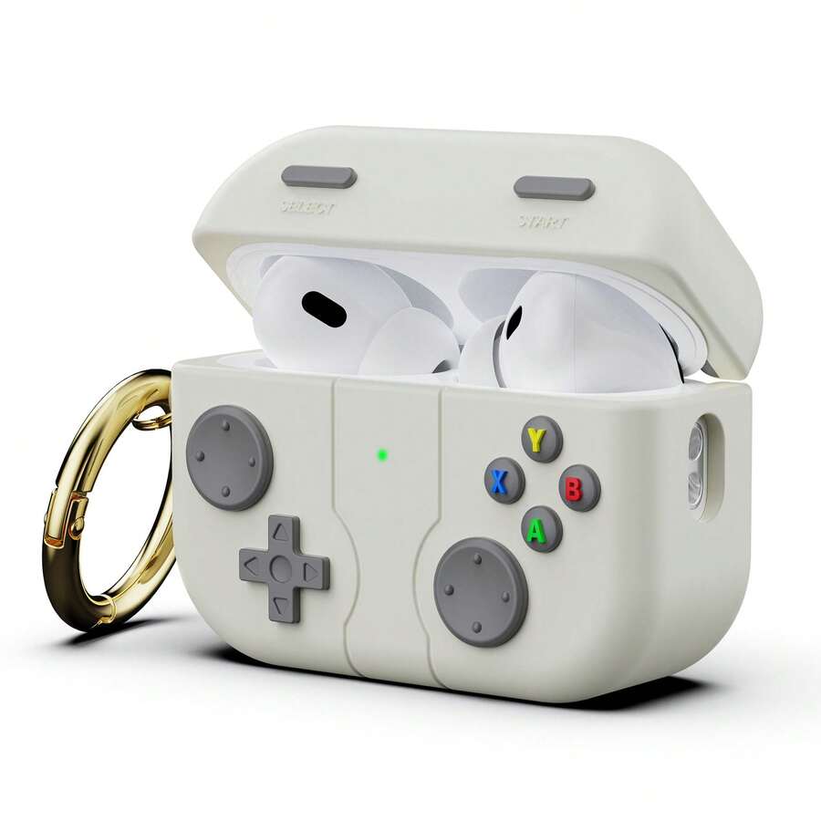 1 pieza Funda protectora de silicona con diseño de consola de videojuegos retro para AirPods Pro y Pro 2, cubierta antideslizante y amigable con la piel, regalo de cumpleaños - Blanco - Ver 1