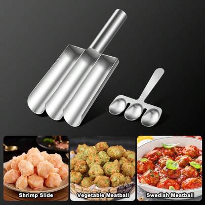 1 dụng cụ làm thịt viên, máy làm thịt viên bằng thép không gỉ 304 chống dính, bộ làm thịt viên & falafel bằng thép không gỉ - dụng cụ nhà bếp đa năng chống dính để tạo hình hoàn hảo cho thịt viên, bột & cơm viên sorbet, dụng cụ nấu ăn tại nhà