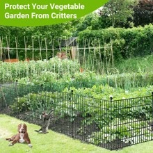 10 Panels No Dig Decorative Outdoor Garden Fence For Yard, 32 In(H) X 23.6 Ft(L) Animal Barrier Fencing Rustproof Metal Wire Panel Border For Dog, Rabbits, And Patio Temporary Ground Stakes - màu đen - Xem 6