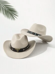 2 件男女通用刺绣牛头装饰波西米亚风牛仔帽，户外休闲沙滩/牛仔/软呢帽，涤纶万圣节 - 多色1 - 查看 32