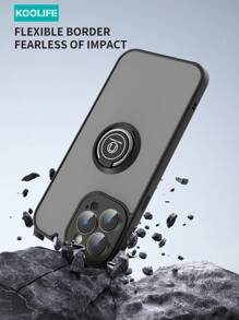 1 Stück Koolife hautfreundliche Rotationsring Handyhülle mit eingebautem Linsenfilm, beidseitig matter PC+TPU kompatibel mit iPhone 13/13Pro/13ProMax/14/14Plus/14Pro/14ProMax/15/15Pro/15Plus/15ProMax - Graphitschwarz - Übersicht 9