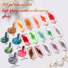 Lavender Violets Gel-Nagellack, 25 Stück, Blühendes Gel/Basis/glänzend/matt, Decklack, Punktier-/Zeichnungs-Nagelpinsel, Maniküre, Frühherbst, Orange-Grün, Farbwechsel, Katzenaugen-Effekt, Magnete, UV-LED-Lack, C404