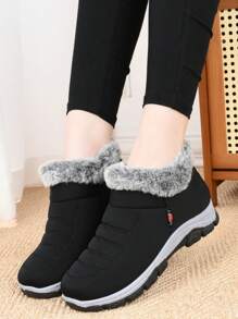 Women's Winter New Ankle Boots, Non-Slip Soft Bottom, Warm Mother Boots, Thick Comfortable Platform Slip-On Warm Boots, Match Sweater Dress - Black - View 4