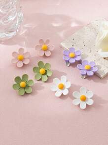 8pcs Daisy Flower Hair Clips For Little Girls, Suitable For Vacation, Daily Outfits And Outings