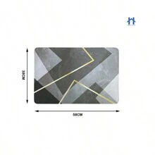 Square Bathroom Mat Absorbs Water Non-Slip Quick Drying 38x58cm - 淺灰色 - 查看 2