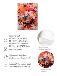 1 Stück ungerahmtes Leinwand Poster, Blumen und Frauenporträts, Leinwand Wandkunst, Wandkunstgeschenke für Schlafzimmer, Büros, Wohnzimmer, Cafés, Bars, Wanddekoration, Heim- und Wohnheimdekor