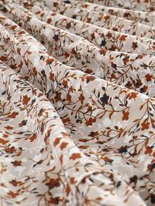 Bộ áo khoác nhung kẻ sọc và váy yếm in hoa cho bé gái tuổi teen, thường ngày mùa xuân thu - Cà phê nâu - Xem 8