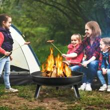 YUENFONG Feuerschale Runde Ø 80 cm mit Wasserablaufbohrung, Feuerstelle Garten für den Terrasse und Balkon, Feuertonne und Feuerkorb, Metall Feuerschalen für Heizung/BBQ
