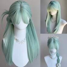 24Inch Elegant Mint Mambo Cream Green Long Straight Wig, Suitable For Halloween, Cosplay, Fun, Theme Party, Daily Use Or Any Other Occasions Use - Multicolor - View 12