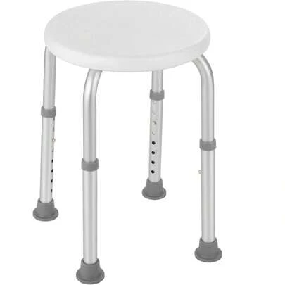 Shower Stool, Bathroom Stool, Shower Chair With Non-Slip Rubber Feet, Stable, Lightweight, 8-Way Height Adjustable (36-54 Cm), For Older Seniors, Disabled People, Pregnant Women