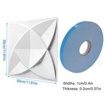 Aadesh 3D PVC Plastic Wall Panels, Suitable For Interior Wall Decoration, Waterproof And Heat-Resistant, With Grooved Texture. Ideal For Living Rooms, Halls, Bedrooms, Hotels, Offices, Game Rooms, And TV Accent Walls. 30cm * 30cm (Includes Installation Accessories). - 白色S127 - 查看 2