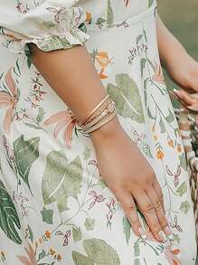 1pc Bohemian Style Rhinestone Weave Multi-Layer Braided Magnetic Closure Leather Bracelet, Suitable For Daily Wear By Women - Bracelet - View 6