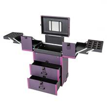 LOYALHEARTDY Rolling Makeup  Case, Lockable Portable Cosmetic Organizer Trolley, Large Make Up Cosmetic Orgainzer - 紫色 - 查看 4