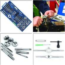 VA-Cerulean Thread Cutting Set 32 Pieces/40 Pieces/110 Pieces With Plastic Case Thread Cutter Made Of Steel Coarse Thread Cutter Drill Tools Metric M2-M18 Double Thread Template Fine Thread Tap Set - Blue-40 Pieces - View 2