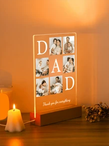 定制照片亚克力背光夜灯，爸爸的个性化礼物，家居装饰，周年纪念日单件装，多功能，装饰性强，可重复使用，精致时尚，可爱，高品质，色彩缤纷，现代定制，个性化，独特，理想的礼物，情人节，情人节装饰，生日，毕业典礼，慢生活，定制工艺品，复古，办公室装饰，优雅生活，旅行收纳 - 爸爸 - 查看 3