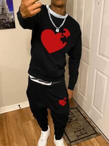 Bộ 2 áo nỉ thường ngày và quần in họa tiết cho nam - màu đen - Xem 1