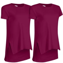 Kit 4 Women's Viscolycra Fitness Gym Leggings And T-Shirt - 2海,2酒 - 查看 3