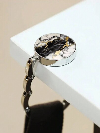 1pc Portable Marble Pattern Foldable Hook For Wallet, Handbag, Clothes Hanger, Backpack, Gift For Women & Students