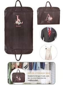 1pc Customized Portable Dustproof 1pc 1pc Clothing Covers Personal Tailor Nonwovens Waterproof Clothes Dust Cover Tote Bags Personalized Custom Pattern Name Pink Flower Initials A To Z Letter Clothes Dust Case Dress Protector Garment Bags Outdoors Close Organizer Dress Cover Suit Coat Storage Bag Garment Bags Wardrobe Hanging Garment Protector Cover Bag - Brown - View 4