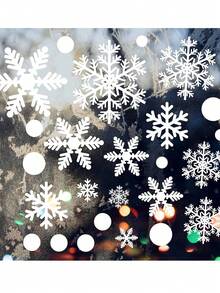 1pc Christmas Snowflake Static Cling Window Sticker, Christmas Window Decals, Holiday Winter Window Film Decorations,Christmas - Multicolor - View 11