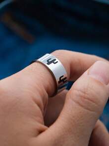 1 件简约西式闪电不锈钢戒指，男女通用百搭设计 - 彩色 - 查看 8