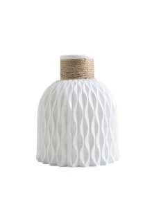 White Sturdy Plastic Vase & Artificial Flower Set, Suitable For Dining Room, Living Room, Balcony, Cafe, Bedroom, Study Decor, Party Decor, Valentine's Day Gift Gifts Birthday Graduation