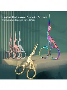 Professional Bionic Crane Type Eyebrow Trimming Scissors For Eyebrow Nose Hair Beard Ear Hair All Kinds Of Hair Trimming Neutral And Neutral Makeup Care Scissors Salon And Nail Art Embroidery Scissors Thread Scissors Household Eyebrow Trimming Scissors,Nail Supplies,Nail Tools,Nail Art Tools,Back To School,Nails,Nail Tools For Press On Nails - Multicolor - View 6