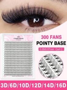 CoMango 300Fans 3D/6D/10D/12D/14D/16D 纤细预制卷扇形进口材料蓬松睫毛预制睫毛延长所有尺寸扇形睫毛簇、睫毛簇、单根睫毛、睫毛、假睫毛 - C - 查看 8