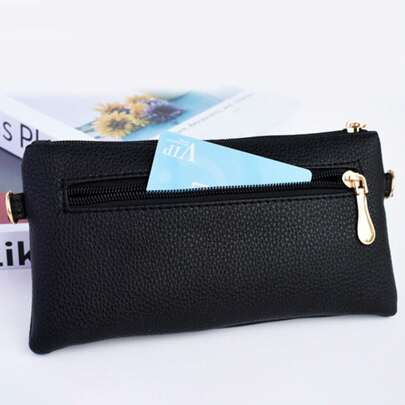 Minimalist Women Handheld Wallet Korean Edition Embossed Grid Small Zero Wallet Retro Business Leisure Women's Gift Handbag Long Wallet Wrist Bag