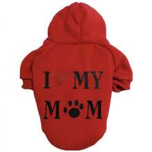 Hunde-/Katzen-Pullover für den Herbst, LIEBE MAMA Herzmuster, warmer und atmungsaktiver Hoodie-Pullover für kleine bis mittelgroße Hunde