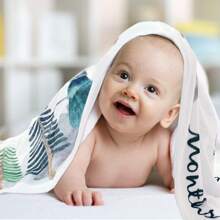 1 pezzo Coperta neonato con stampe mensili, tappeto fotografico di sfondo per neonato maschio o femmina, copertina multifunzione con corona floreale, decorazioni per baby shower e festa della famiglia, regali per baby shower e Pasqua, accessori per neonati di sesso maschile/femminile
