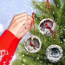 1 Pc Acrylic Flat Pendant, Bird, Reindeer Design With Ribbon , Christmas Tree Ornament Listing,Christmas