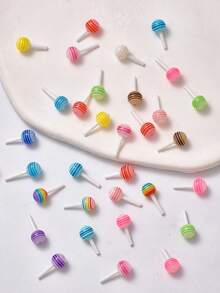 1 Túi/30 chiếc Phụ kiện trang trí móng tay hình que kẹo hoạt hình 3D nhiều màu sắc, Phụ kiện trang trí móng tay kẹo nhỏ DIY - Nhiều màu - Xem 2