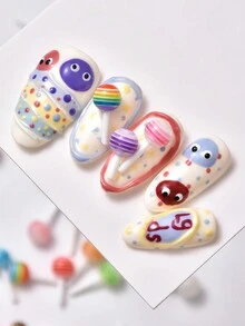 1 Túi/30 chiếc Phụ kiện trang trí móng tay hình que kẹo hoạt hình 3D nhiều màu sắc, Phụ kiện trang trí móng tay kẹo nhỏ DIY - Nhiều màu - Xem 3